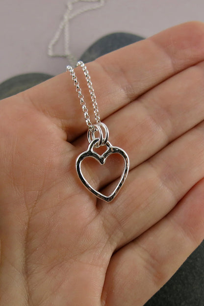 Open Heart Necklace •  Sterling Silver