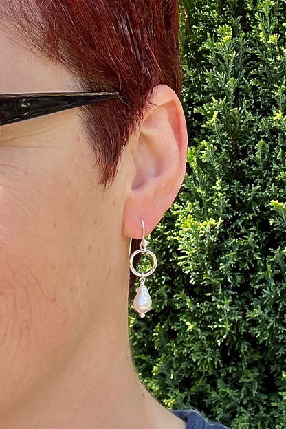 Baroque Pearl Circle Drop Earrings