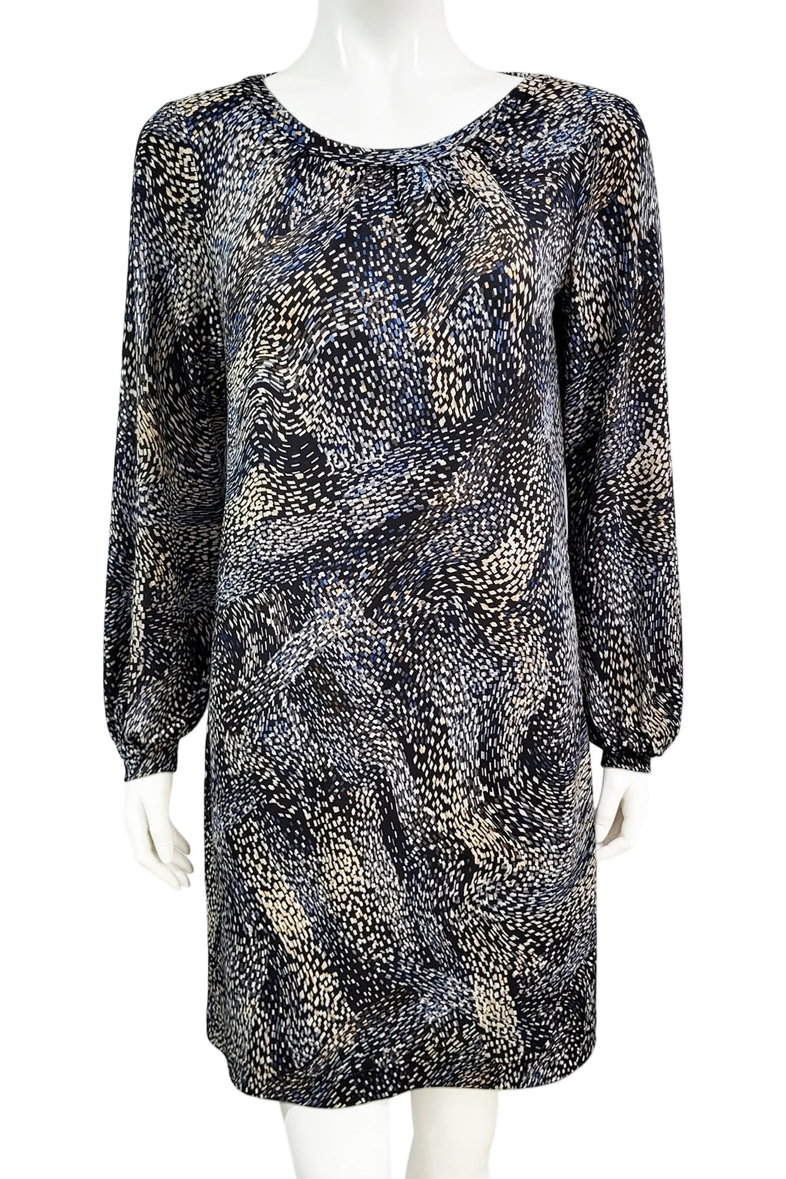 The Gwyneth mini dress from Mandala in Starry Night - Brown is shown on a mannequin against a white background 