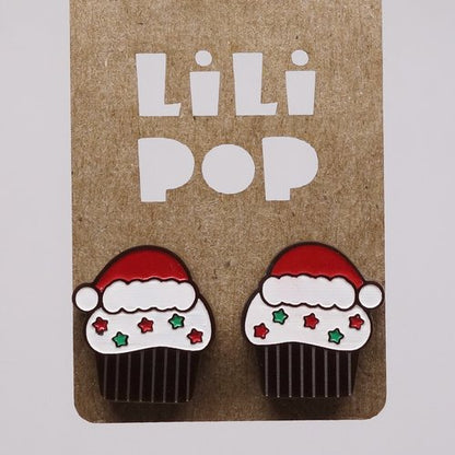 Lili1103 Christmas Cupcake Stud Earrings