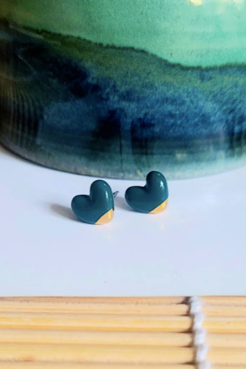 Small Heart Ceramic Earrings