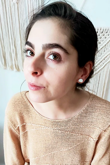 Round Ceramic and Gold Studs