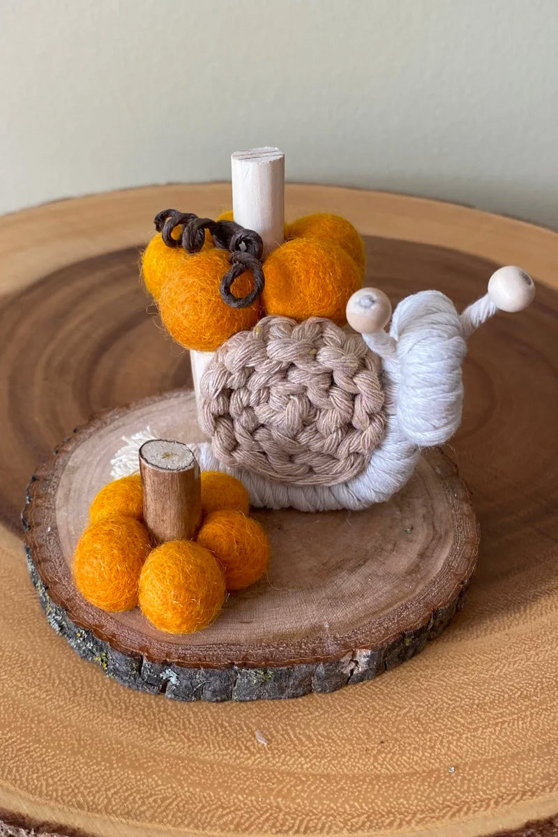 Snail Ornament with 2 Pumpkins by ForgetBKnot