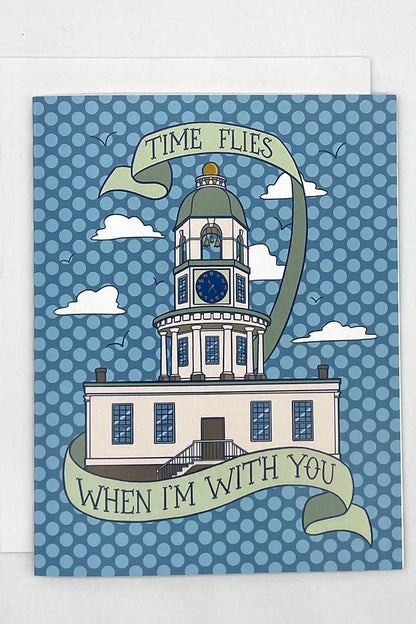 Time Flies With You Halifax Town Clock Greeting Card