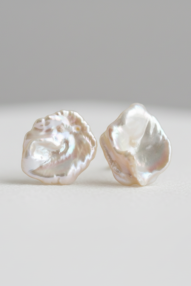 Flower Petal Keshi Pearl Earrings (1E14a)