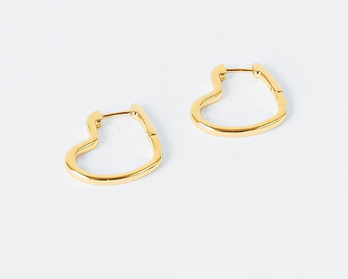 Love You Heart Hinge Hoop Earring | Titanium PVD Waterproof