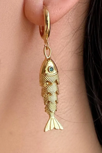 Lucky Fish- Hoop Earrings- Stainless Steel Hoop