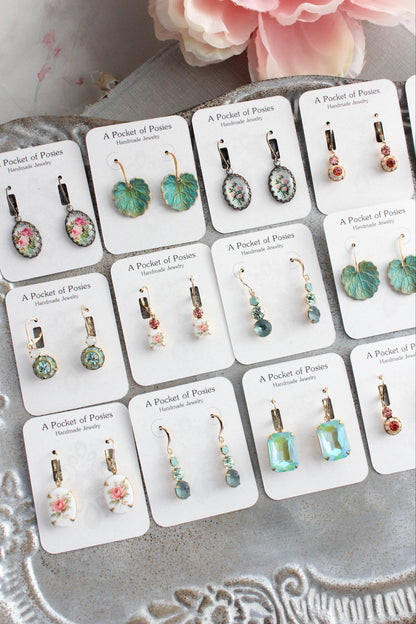 Lily Pad Earrings - Verdigris Patina