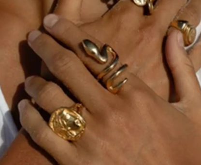 Snake Wrap long finger- Open Gold Steel PVD long lasting