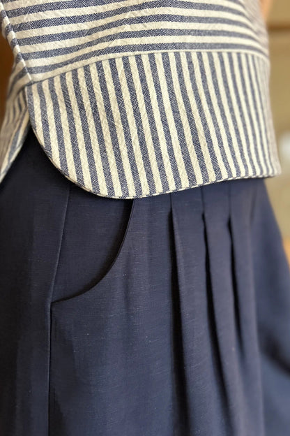 Waist detail of the Petunia Pants by Kazak in Indigo