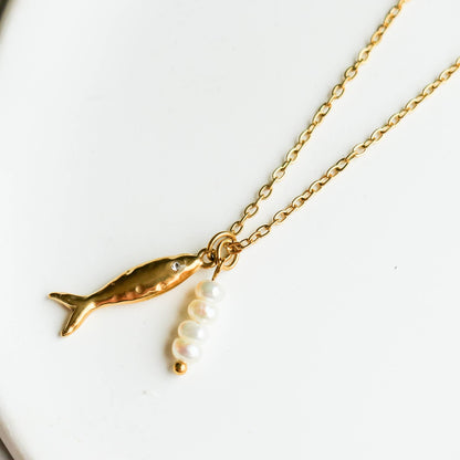 Pesico Fish and pearl Necklace