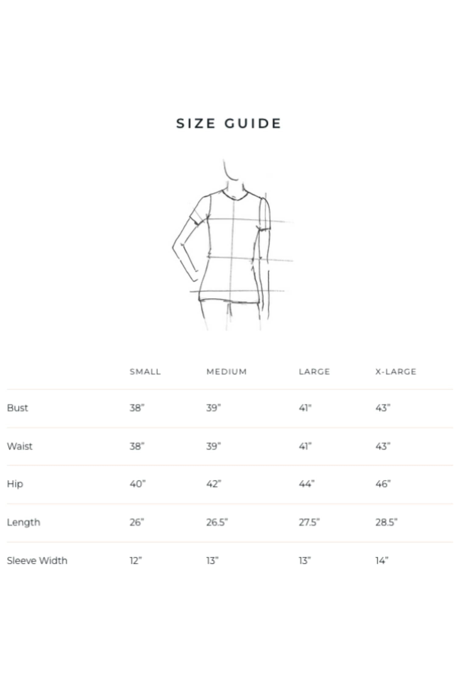 Cropped Shoreline Tee by Blondie, Size Chartt