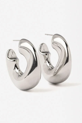 Wave Puffy Hoop | Steel Earrings