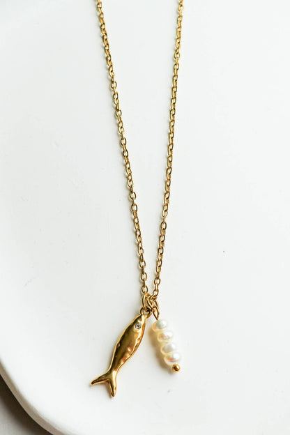 Pesico Fish and pearl Necklace