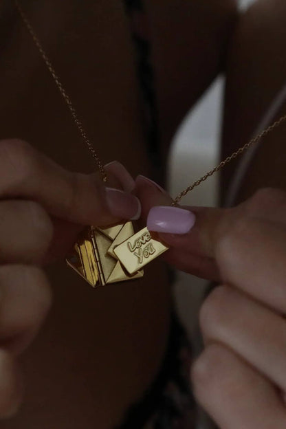 Love Letter 14K Gold Steel Necklace