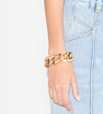 Chloe Chunky Chain Cuff Bracelet- Steel 14K PVD