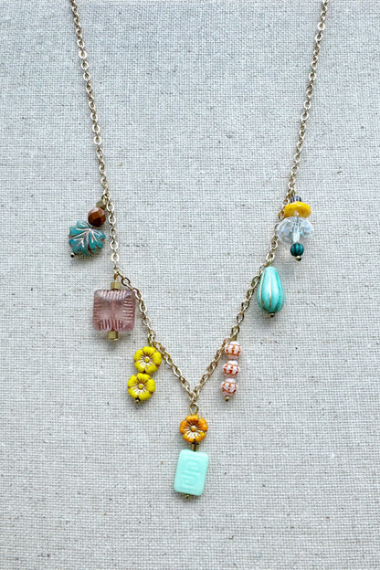 Czech Glass Beaded Charm Necklace #2