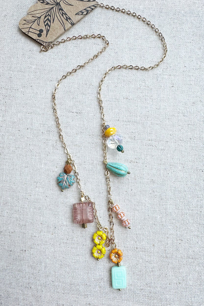 Czech Glass Beaded Charm Necklace #2