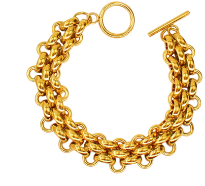 Estate Panther Chain Link  Bracelet 14K Gold