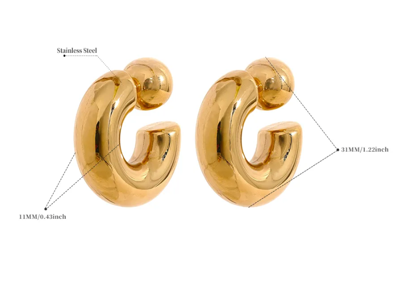 Puffy Thea O Stainless Steel Hoop Earrings
