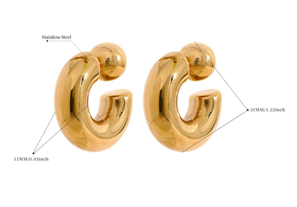 Puffy Thea O Stainless Steel Hoop Earrings