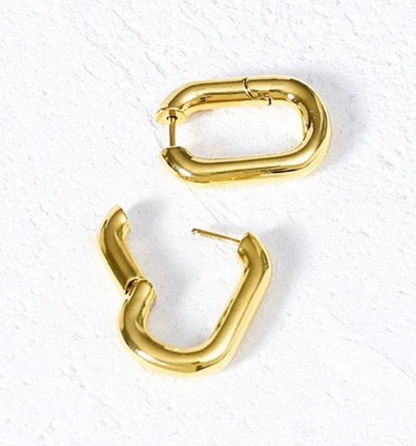 Classic PaperClip Puffy Hoop- Steel Hypoallergenic