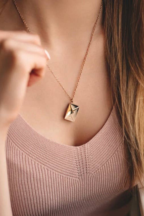 Love Letter 14K Gold Steel Necklace