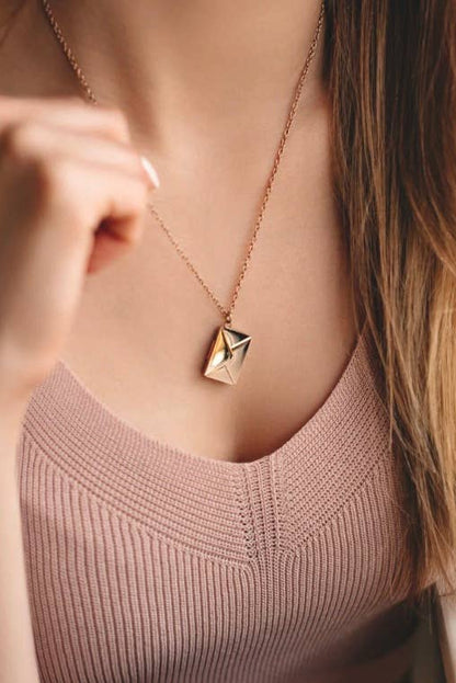 Love Letter 14K Gold Steel Necklace