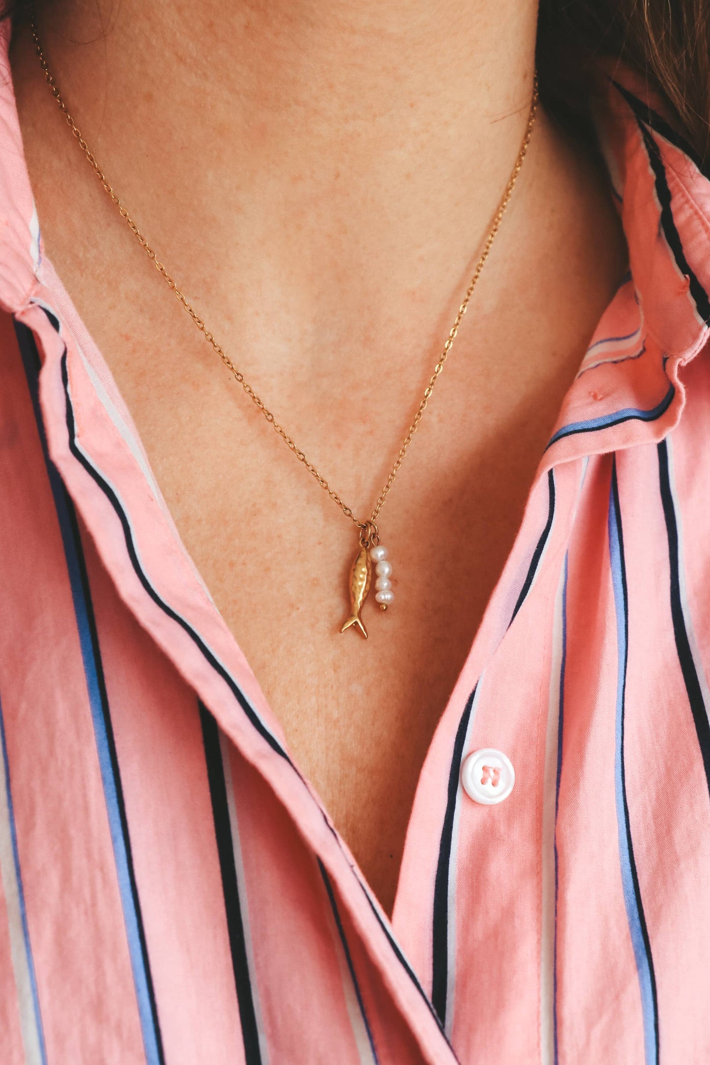 Pesico Fish and pearl Necklace