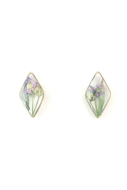 Pressed Flower Diamond Stud Earrings
