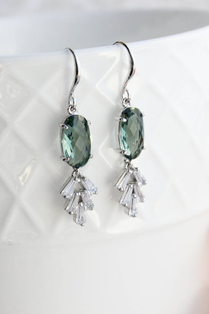Art Deco Vintage Style Earrings | Sea Green Earrings