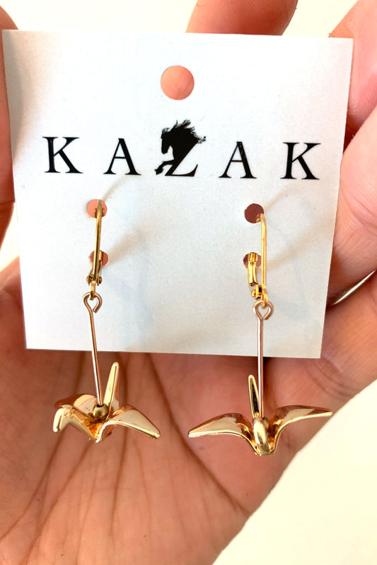 Grue Origami Crane Earrings