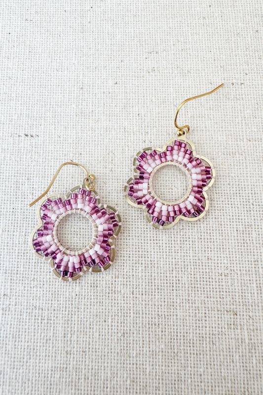 Mod Colour Pop Beaded Flower Earrings - Small