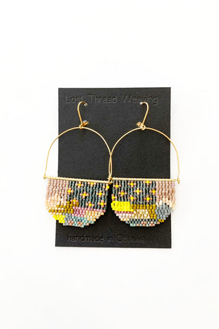 Miriam Beaded Earrings - Black and Muted Pastel beaded earrings