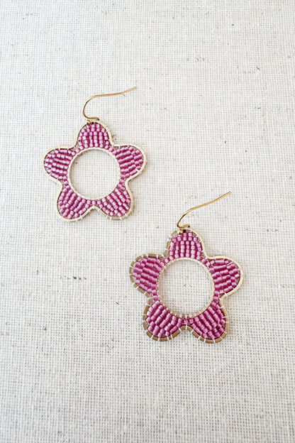 Mod Colour Pop Beaded Flower Earrings