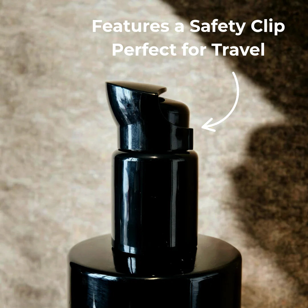 Close up detail of the safety clip on the bottle of 'Hello Sunshine' cleansing oil  by Stay Wild Apothecary