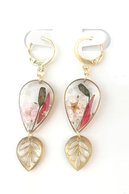 Pressed Flower Med Dangle Earrings - Assorted Shapes