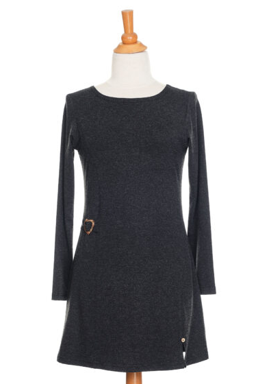 The Modigliani Tunic by Rien ne se Perd in Charcoal is shown on a mannequin in front of a white background 