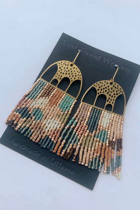 Arch Brass Pebble colour block beaded dangle earrings MADE TO ORDER