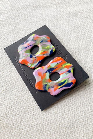 Groovy Neon Marbled Polymer Clay Earrings
