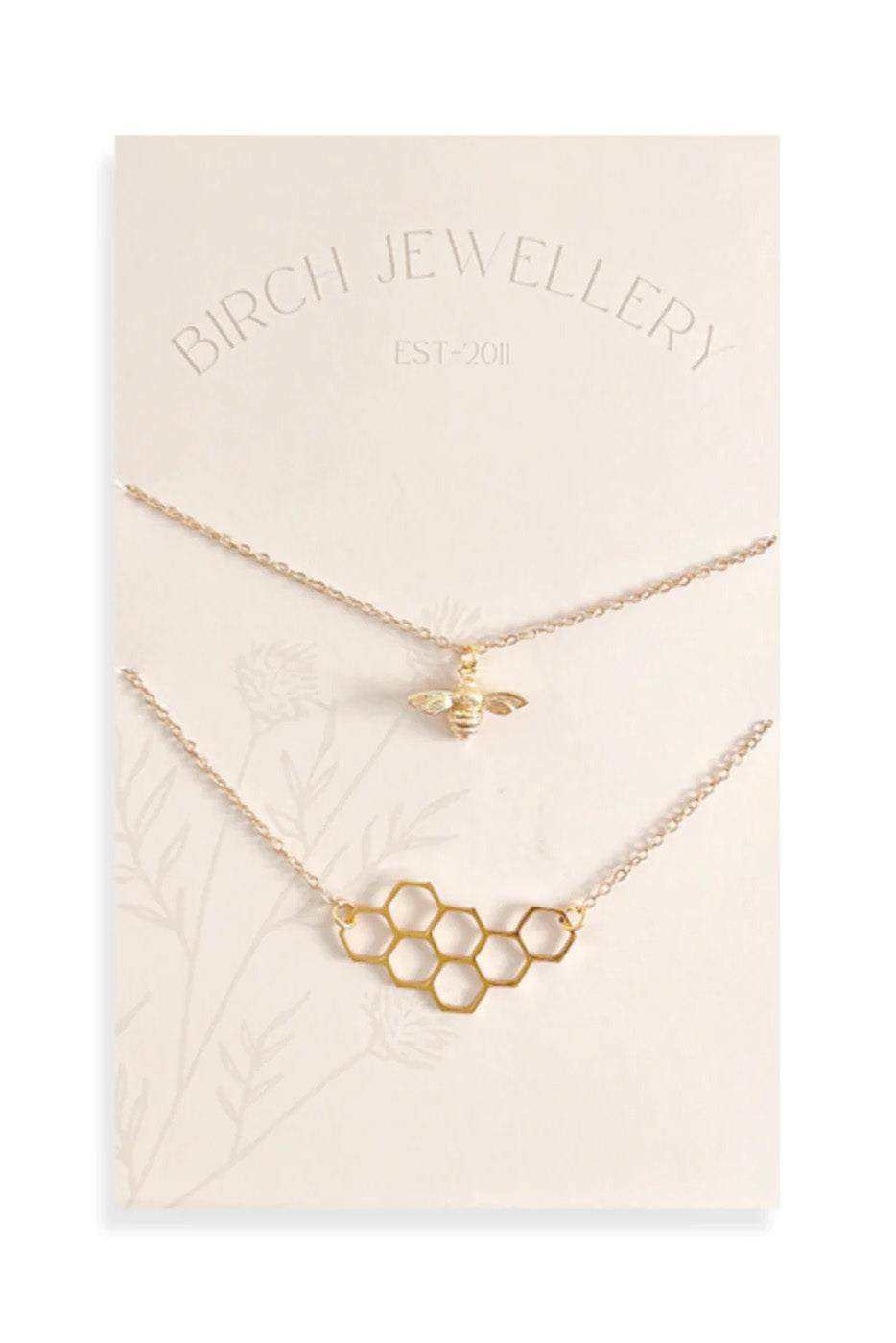 Bee and Honeycomb Layering Set by Birch Jewellery, Gold, made in Ottawa