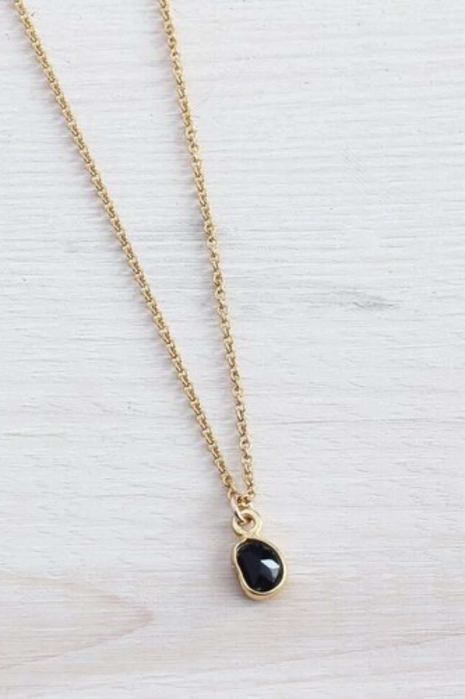 Mini Gem Necklace by Katye Landry, Onyx, gold vermeil, 14k goldfill round cable chain, made in Ottawa