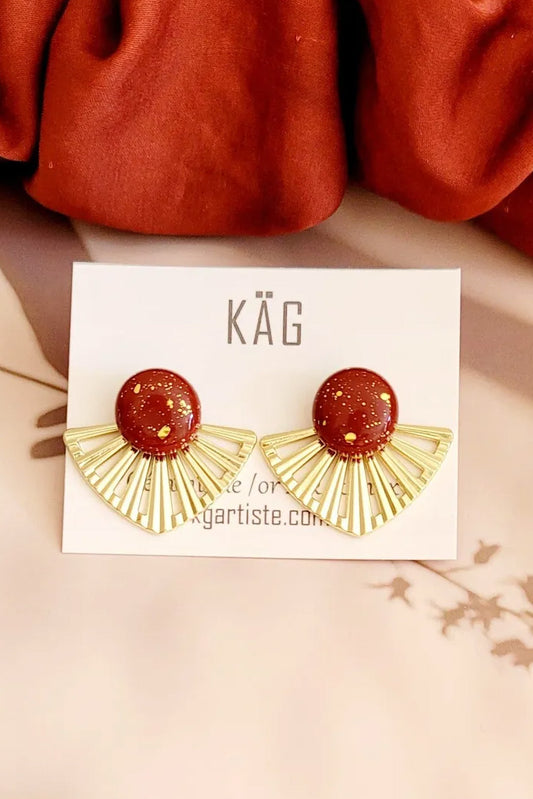 Ceramic Studs with Gold Jacket Earrings