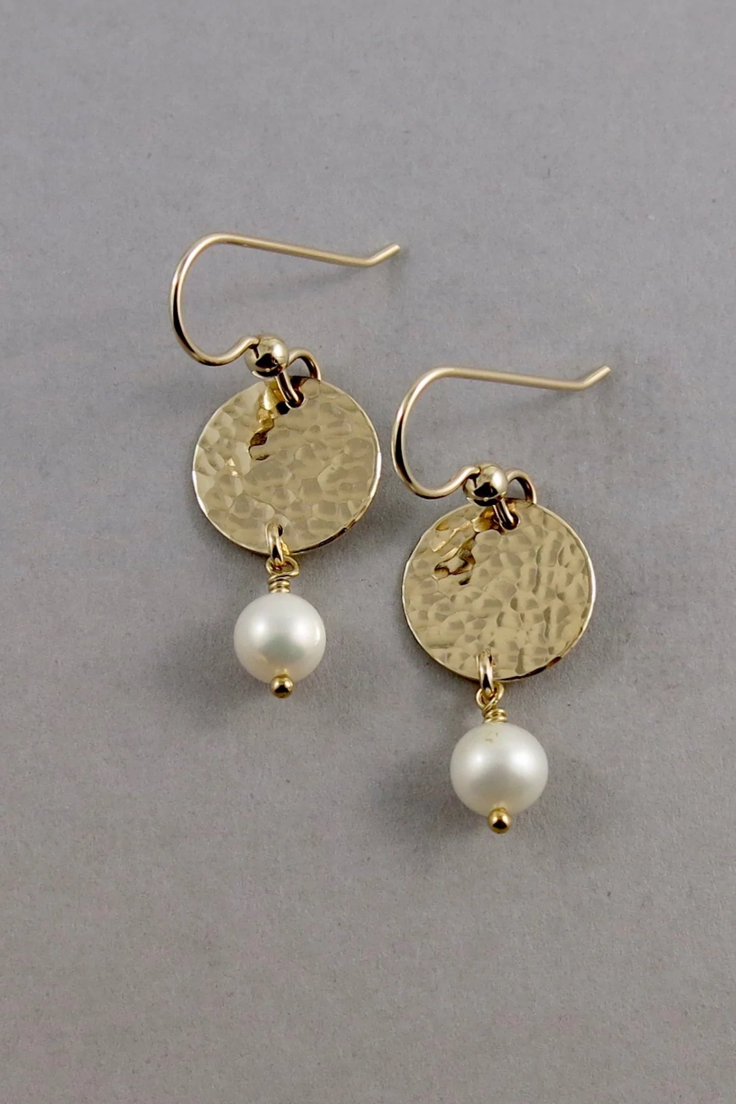 Pearl Moondrop Earrings - White Freshwater Pearls and 14k gold-fill by Mikel Grant, made in Sechelt BC