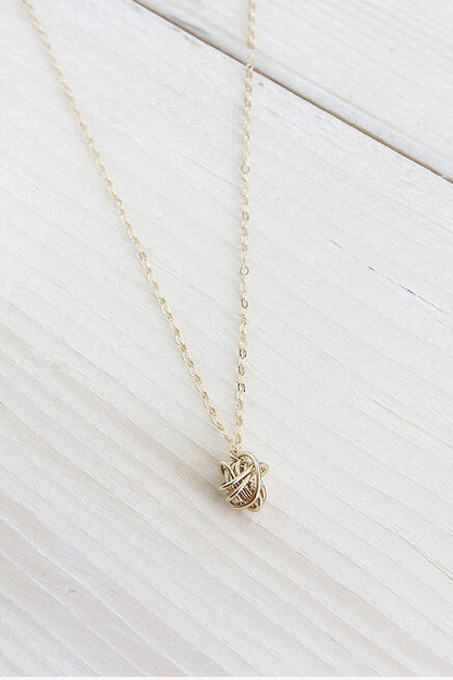 Mini Knot Necklace by Katye Landry, Goldfill, hand woven, made in Ottawa