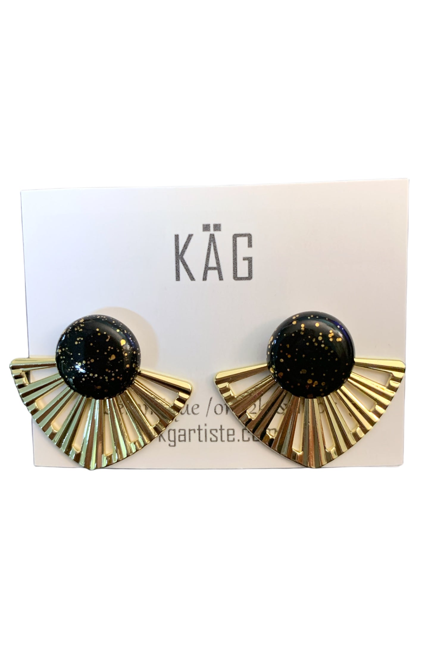 Ceramic Studs with Gold Jacket Earrings