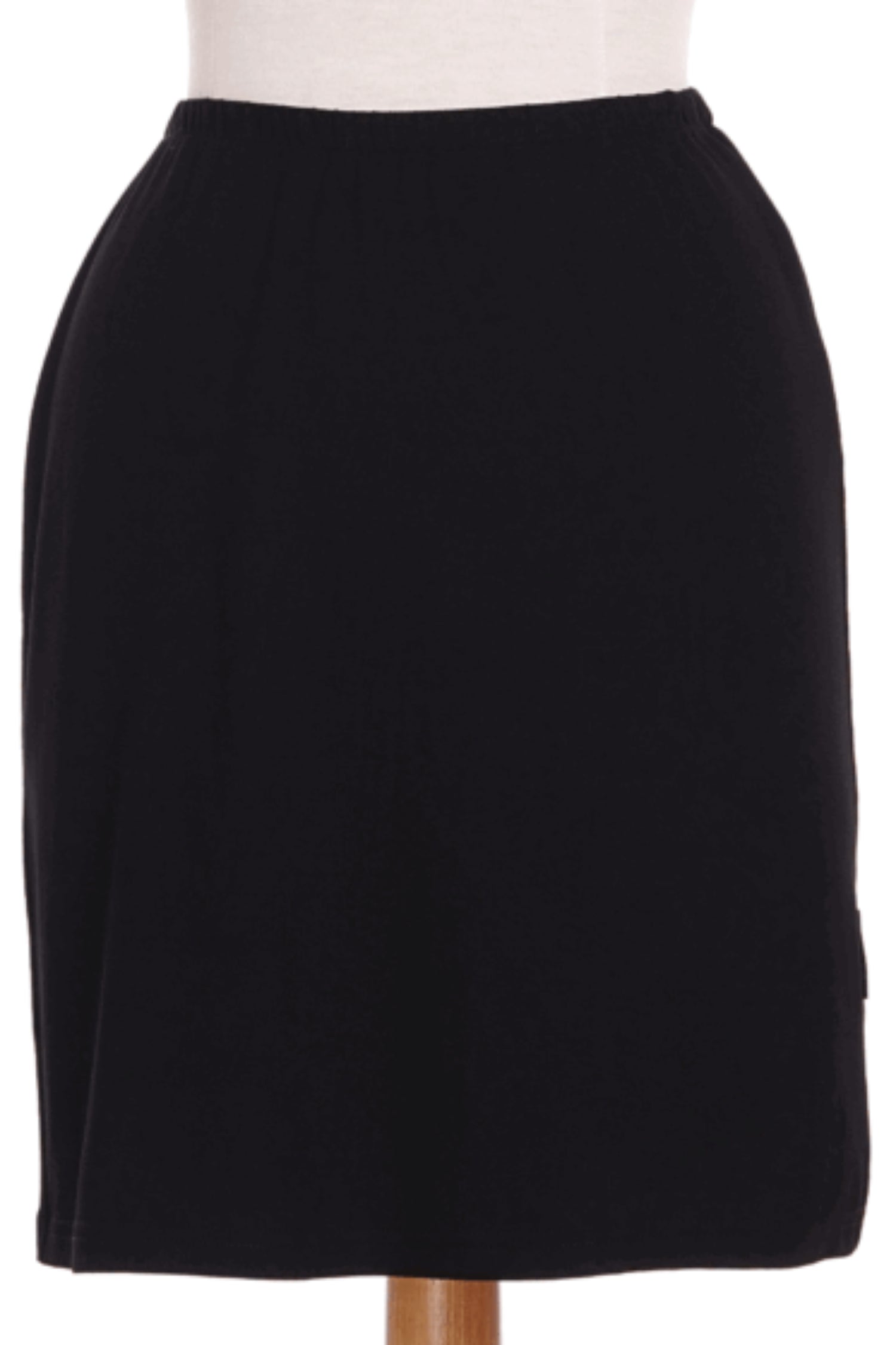Cigogne Skirt by RNSP, Black, knee-length, elastic waist, straight cut, sizes XS-XXL, made in Quebec