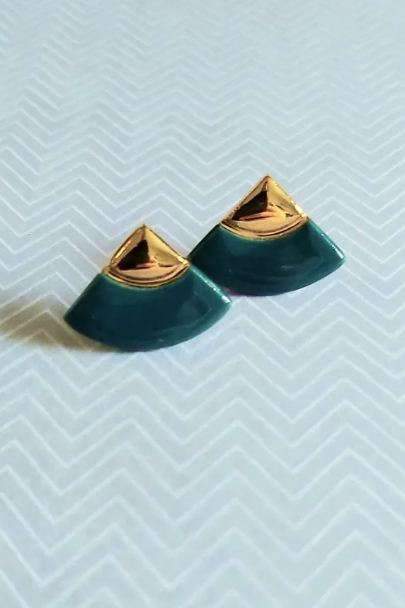 Ceramic Round Triangle Earrings