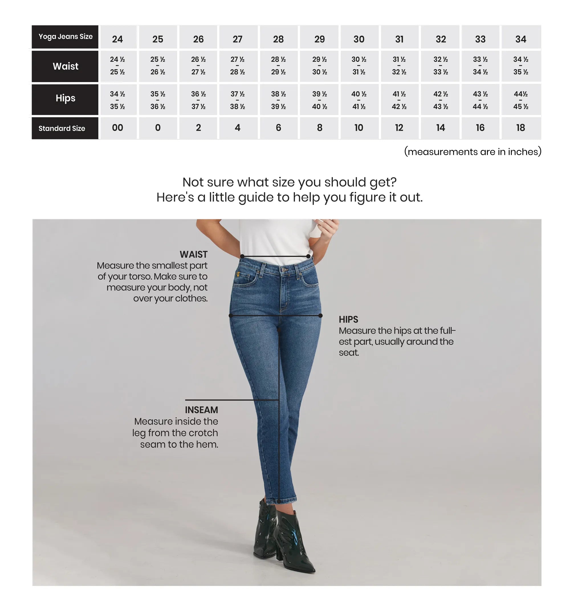 Yoga Jeans Size Guide