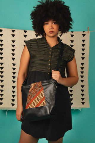 Yupik  Bali Fabric Black leather Shoulder bag